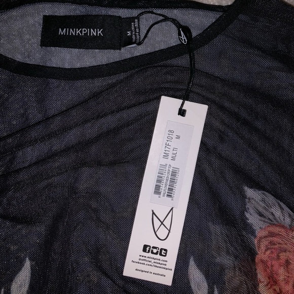 NWT Mink pink Mesh Floral Crop Top - Picture 4 of 6